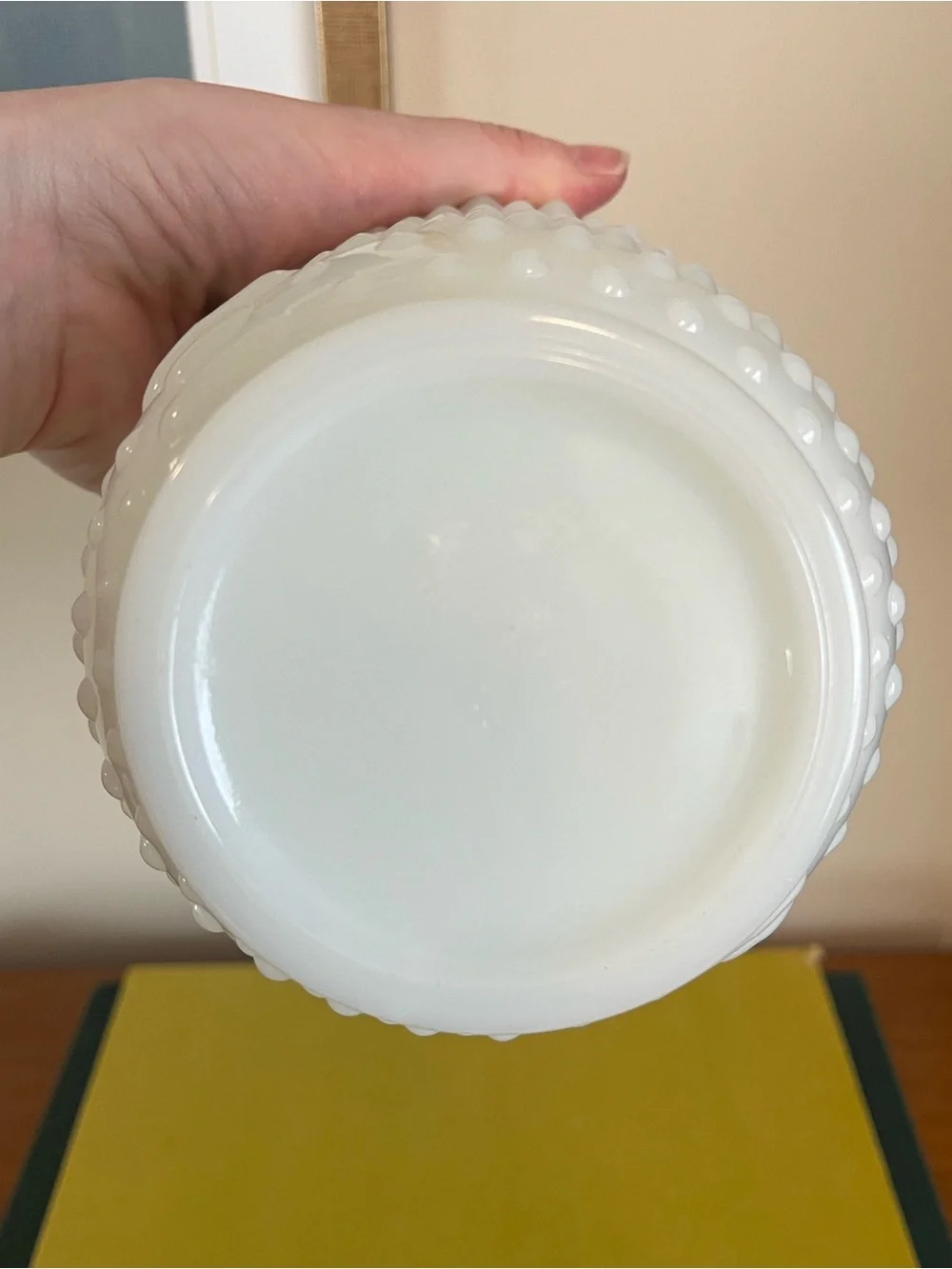 White Hobnail Milk Glass Planter